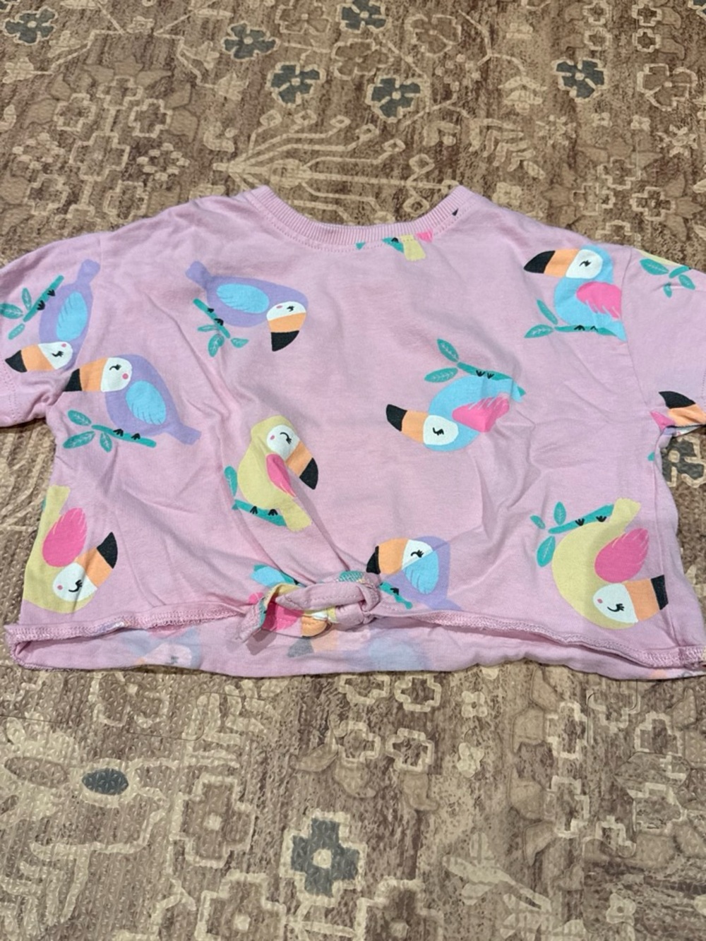 Zara Light Pink Parrot Tie-Front Tee Baby Girls 12-18 Months